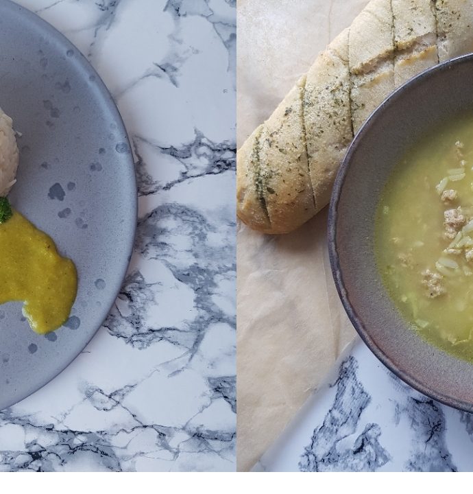 2i1: boller i karry opskrift og karry suppe med ris.