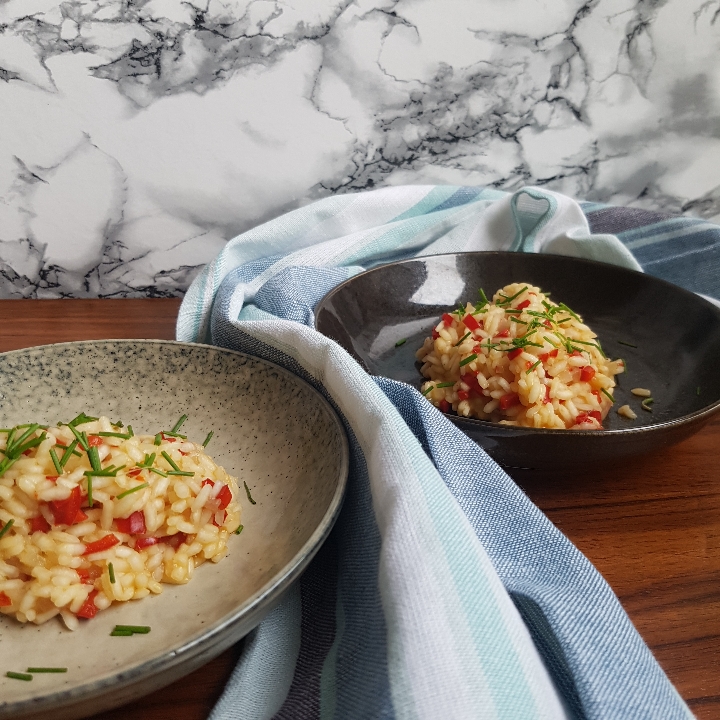 Smagfuld risotto med peberfrugt.