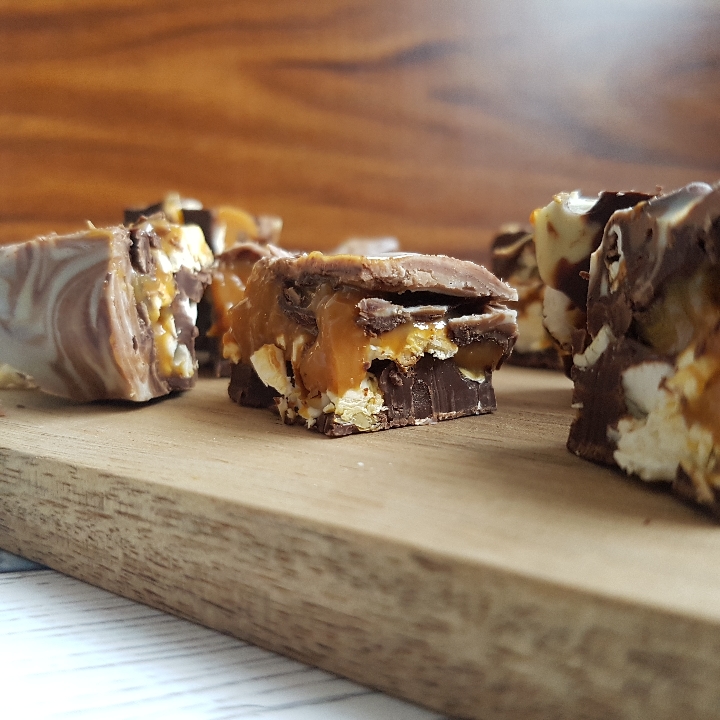 Chokolade bites med popkorn og karamel #hashtagmor 
