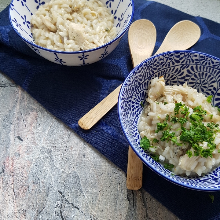 Let og lækker kylling risotto. Smagfuld risotto med kylling. #hashtagmor