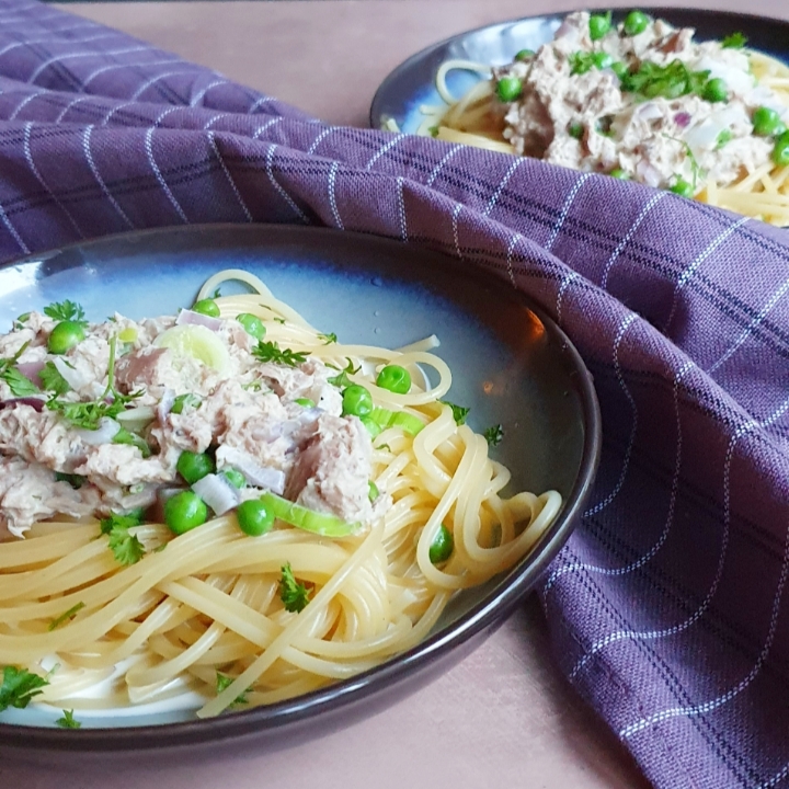 Skøn spaghetti med tun - retter med fisk og flødesovs til pasta