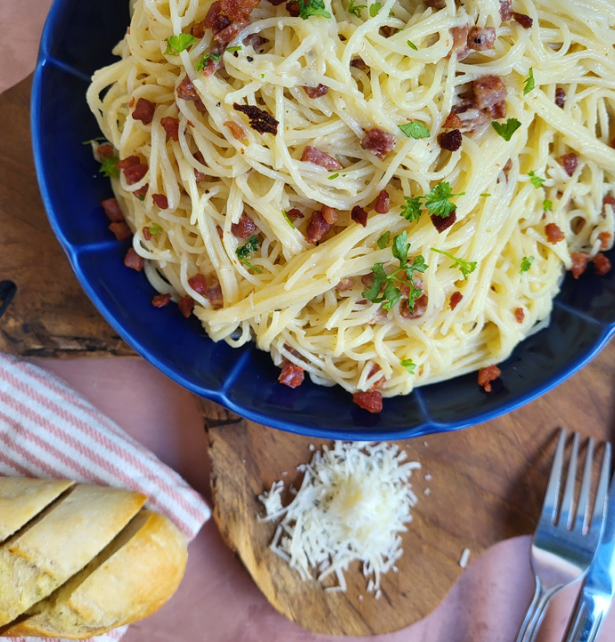 Spaghetti carbonara uden fløde