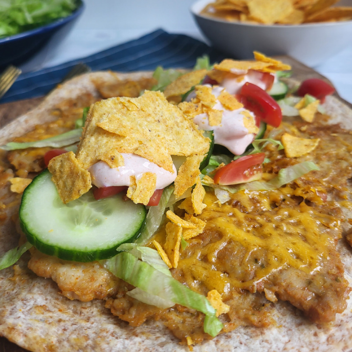 Taco med kylling - smash tortilla med salsa dressing