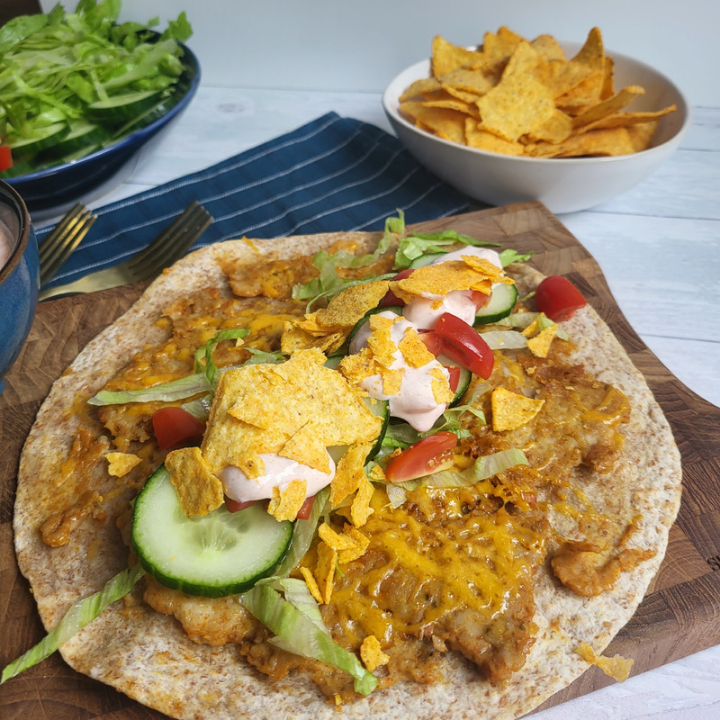 Taco med kylling - smash tortilla med salsa dressing