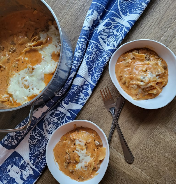 One pot lasagne med grøntsager