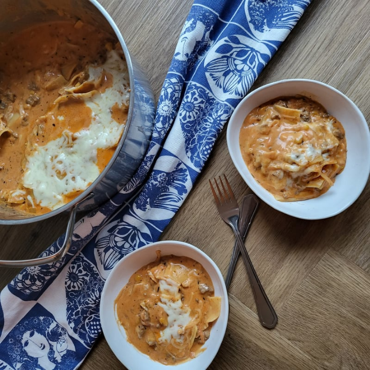 One pot lasagne med grøntsager